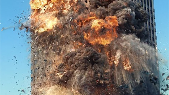 Cinema 4D building destruction and thinking particles