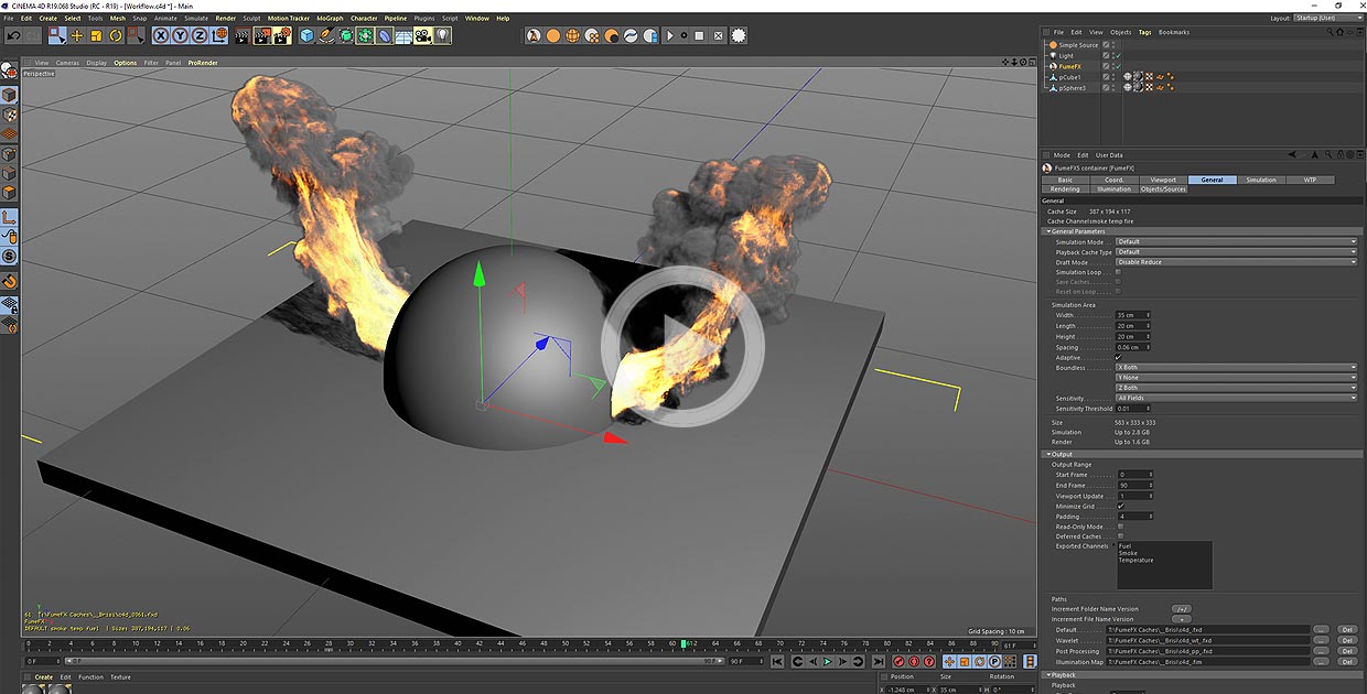 FumeFX for Cinema 4D workflow